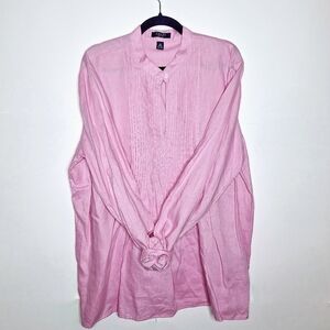 Chaps brand "The Linen Experience in Pink"100% linen salmon pink tunic blouse.